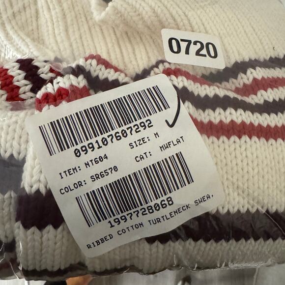 Madewell Ribbed Cotton Turtleneck Sweater Womens M Cabertnet Stripe Long Sleeve - Picture 9 of 9